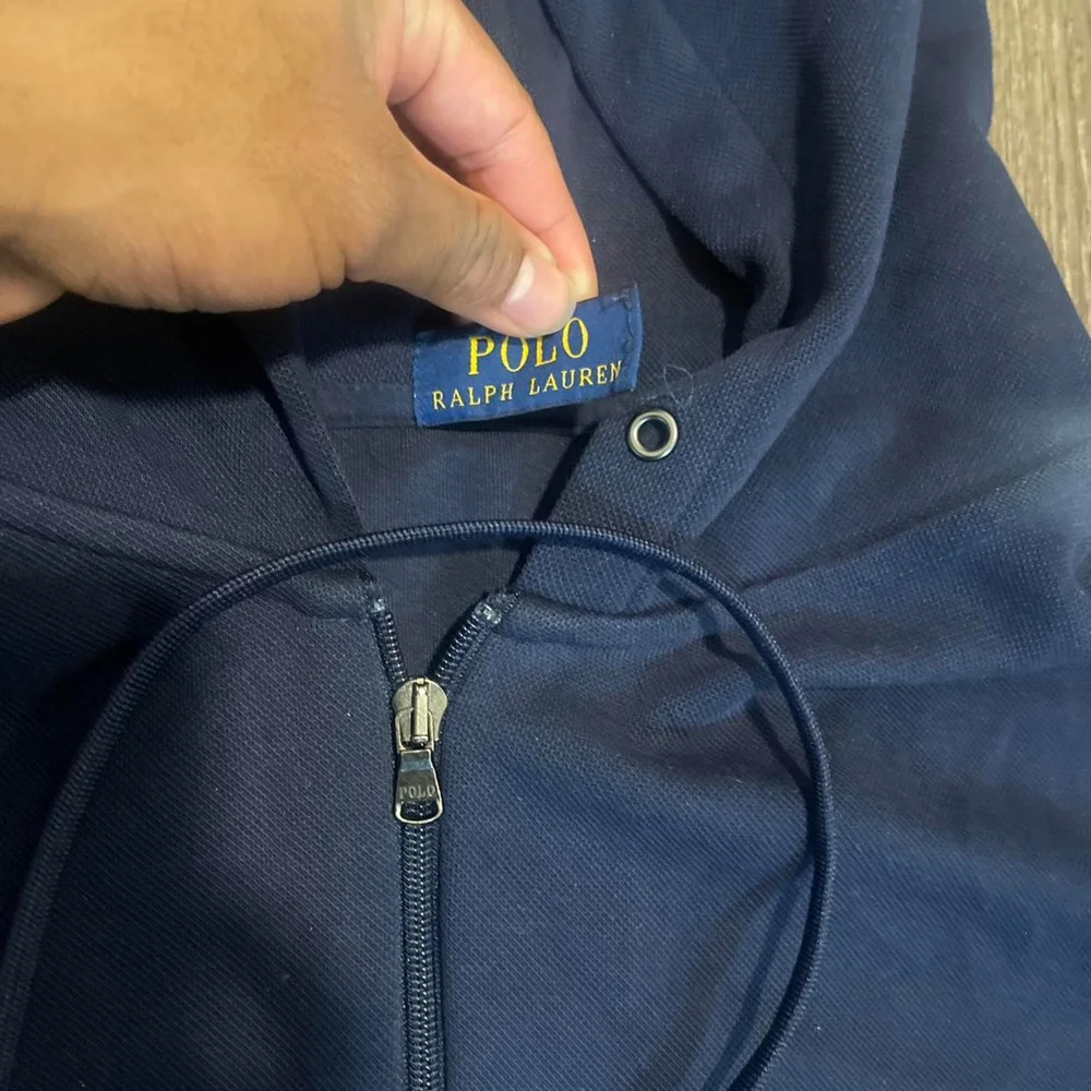 Ralph Lauren Mens Double Knit Full Zip Hoodie Jacket Navy w/ Pony(worn Once XL) - Picture 4 of 5